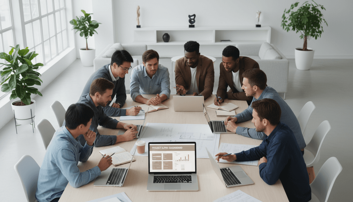 Vijes Digital Links team working together on digital marketing strategy